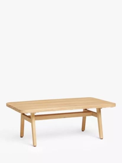 Rattan Rectangular Garden Coffee Table, 100cm, (Acacia Wood), Natural